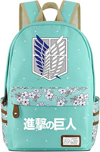 Roffatide Anime Wings of Freedom Leinwand Rucksack Polka Dots Schultasche Gedruckte Rucksack Daypacks Grün