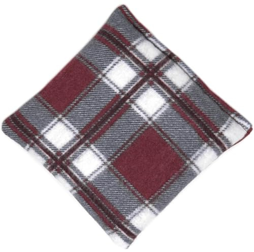 Cojín de semillas de uva (12 x 12 cm, franela), diseño de cuadros, color rojo