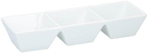 alpina Set de Cuencos para Salsas 3 Recipientes - Cuencos para Tapas de Aperitivos y Salsas - Cuenco de Porcelana - Aptos para Lavavajillas - 28 x 8,5 x 3 cm - Blanco