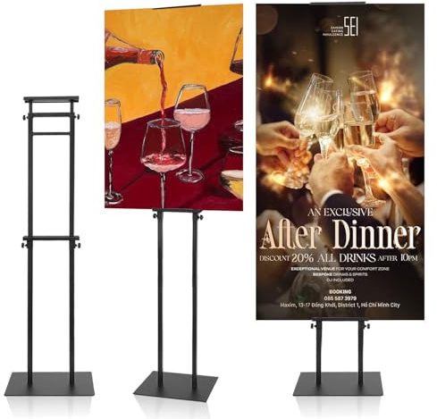AceShow Easel Stand For Sign, Heavy-Duty Pedestal Sign Stand, 1-Pack ,Black
