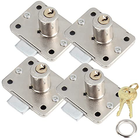 Lås 16 mm, 4 st skåp lås, möbler säkerhetscylinder skåp lådlås, skrivbordslås dörrlås för hushåll kontor möbler dörr brevlåda stolpe (48 x 36 mm, A)