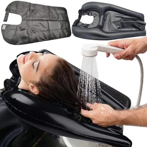 Lavatesta Portatile per Parrucchieri,Lavatesta Portatile per Disabili per Parrucchieri,Poggiatesta per Lavare Capelli Lavandino Casa,Lavandino Mobile,Lavatesta Gonfiabile per Lavaggio Capelli
