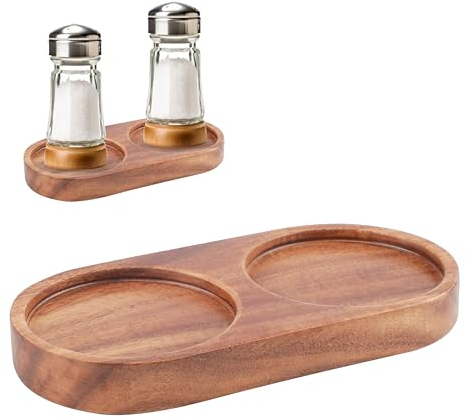 TEKONDA Moulin à sel et poivre Plateau en bois Mini plateau en bois d'acacia Diamètre de découpe 6,3 cm Convient pour bouteilles d'arômes, bouteilles d'épices, bougies, tasses, etc. Marron TLPDZ-01