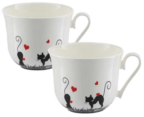 Jameson & Tailor Jumbo-mugg uppsättning med 2 briljantporslin, Love Cat´s