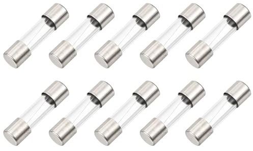 sourcing map 10 fusibles de vidrio de soplado rápido de 1,6 A, 125 V, 5 x 20 mm, fusibles de acción rápida para placa PCB, dispositivos electrónicos, electrodomésticos, cadena de luz