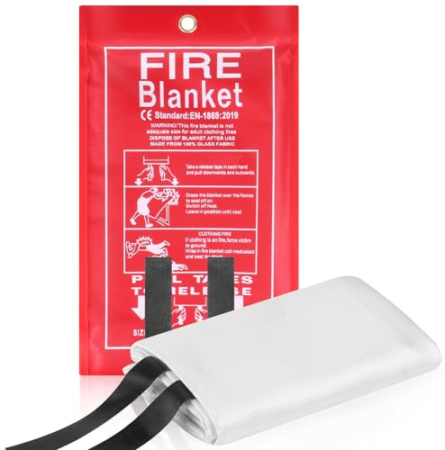 2 Pezzi Coperta Antincendio per la Casa e la Cucina, 1m x 1m Coperta Ignifuga in Fibra di Vetro, Coperta Antifiamma per Estinguere Incendi Improvvisi in Cucine, Cucina, Auto, Garage e Campeggio ecc.