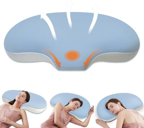 MzGro Oreiller cervical en mousse à mémoire de forme pour douleurs au cou et aux épaules, oreiller ergonomique en forme de nuage pour dormeurs sur le dos, le ventre, coussin de soutien du cou cervical