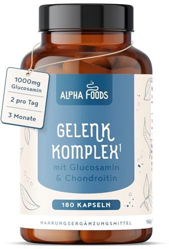 Glucosamine and Chondroitin Joint Complex | 180 High Strength Capsules | with MSM, Vitamin C, VIT D & Manganese | Bone and Joint Care Supplements for Women and Men | Alpha Foods