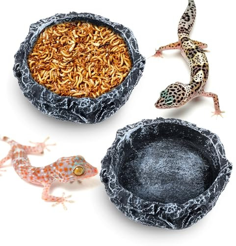 2PCS Reptile Näpfe, Näpfe Terrarium, Corner Water Dish Reptilien Fressnapf, Reptilienschale, Garnelen Futterschale Zubehör-Terrarium Wasserschale für Gecko,Eidechse,Chamäleon,Schlange,Schildkröte