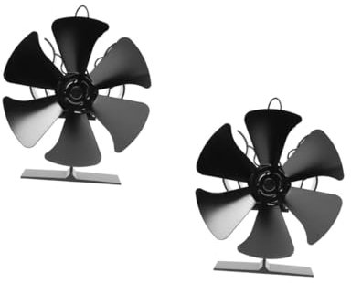 MAGICLULU 2 Stück Kaminventilator Lüfter Tragbare Heizung Badheizung Deckenventilatoren Hitze Tragbarer Abluftventilator Kinderwagen-fan Black Aluminium