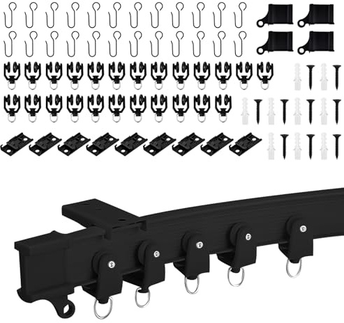 Rail de rideau de 3m, rail de rideau flexible avec roulettes silencieuses, accessoires pour rideaux pour suspension de rideaux, support pliable pour douches fenêtres en saillie, intimité et décoration
