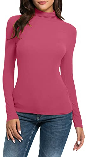 Maglia Termica Donna Manica Lunga Collo Alto in Cotone Invernale Autunno per Leggings Maglietta Primaverile Sportiva Moda Casual Basic T Shirt Leggera Elegante Curvy per Case Running Yoga