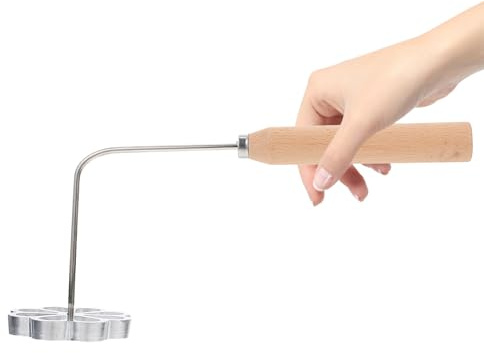 GARVALON Moule à Beignets Frits en Alliage d'Aluminium Poignée 75 CM Forme Fleur Ustensile Cuisine Antiadhérent pour Galettes de Carottes Râpées Beignets à L'Huile et Snacks Frits