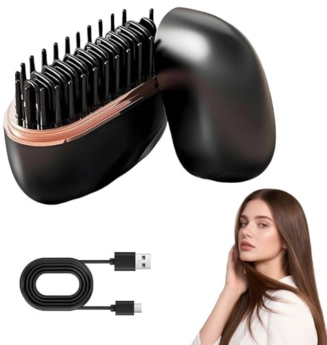 Mini Fer à Lisser,Lisseur Cheveux,Lisseur Portable de Voyage,Peigne Lisseur de Cheveux,Mini Brosse Lissante à Cheveux,Chauffage Rapide en 10 Secondes,3 Réglages de Température,pour Voyage Maison