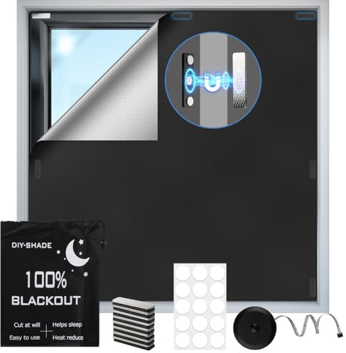 200 x 148 cm Fenster Verdunkelung Magnetisch, 100% Verdunklungsstoff 420D Oxford Verdunkelungsrollo Ohne Bohren Dachfenster Verdunkelung Abnehmbar für Kinderzimmer Schlafzimmer