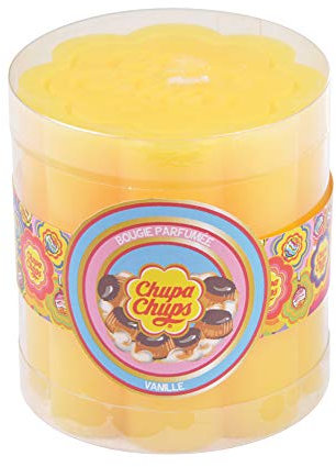 Homéa, Bougie Pilier Forme Fleur Chupa Chups Ø7 x H7,5 cm Parfum Vanille