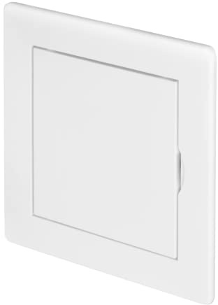 Awenta 100 x 100 mm Plastic Access Panel Door - White Opening Flap Cover Plate - Inspection Hatch - Door Latch - Concealed Hinge - Removable Door - Paintable Smooth Surface (4 x 4 Inches)