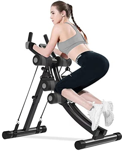 WINBOX AB Workout Equipment, Height Adjustable Ab Machine for Abdominal Exercise and Strength Training, Home Gym Machine With Resistance Bands（Grey）