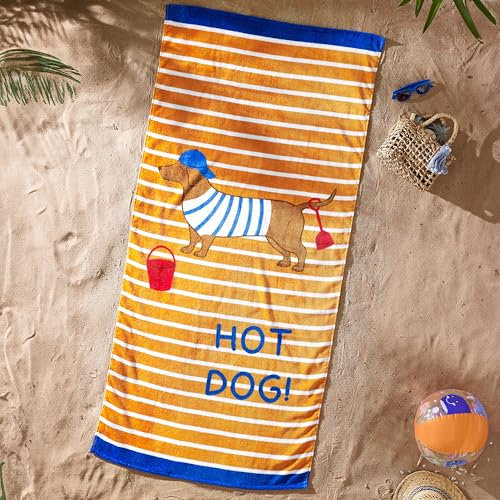 Catherine Lansfield Hot Dog 76x160cm Cotton Beach Towel Orange