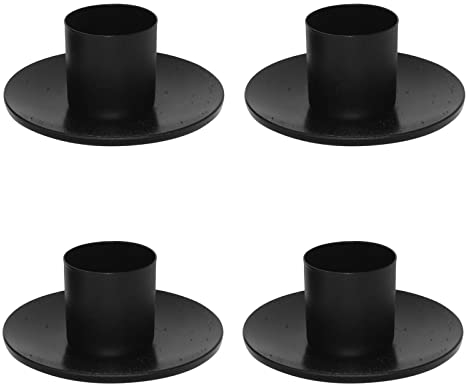 CYH 4Stück Schwarz Kerzenhalter Rund, Kerzenständer für Stabkerzen, Kerzenleuchter aus Metall für Stumpenkerzen, Kerzentülle für Tafelkerzen Weihnachts Hochzeit Bad Küche Balkon Deko, 2.5 cm, CYH222