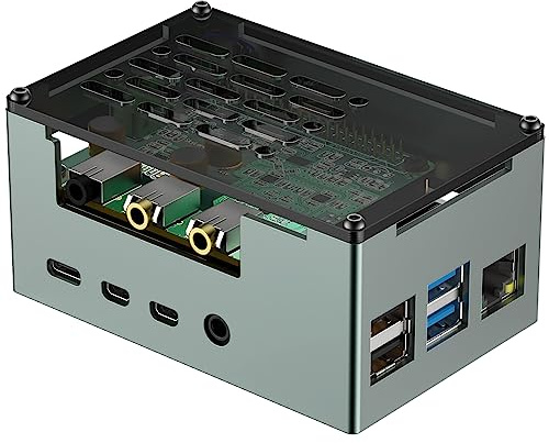 InnoMaker Aluminiumgehäuse für Raspberry Pi 4 - Kompatibel mit DAC/DAC PRO/AMP/AMP PRO/RS485&CAN HAT, 3510 PWM Lüfter & Passive Heatsink Kühlung für Erweiterungsboards