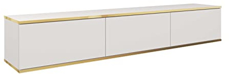 Meuble TV doré 175 cm, meuble TV suspendu, meuble TV, plusieurs couleurs, meubles de salon, style moderne (blanc)