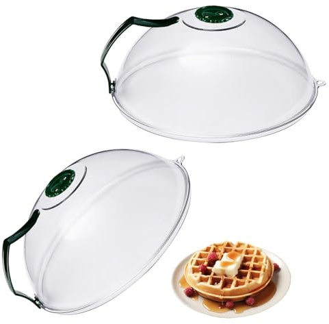 2 Piezas Cubierta de Microondas con Asa, Cubierta para Salpicaduras de Microondas, Tapa para Placa de Microondas, Tapa Transparente de Microondas, Apto para Verduras y Frutas (Verde)