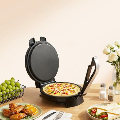 1200W Roti-Maker Eléctrico Chapati Roti Panadero Chapati Eléctrico Pan Fladenbrot Naan Roti Prensa Máquina de Doble Cara Calefacción Acero Inoxidable Crepes Maker