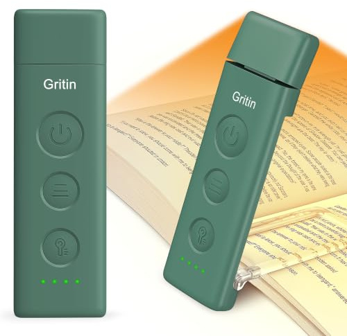 Gritin Läslampa Uppladdningsbar, Boklampa med Klämfäste Bok för Läsning | Ögonvårdande 3 Färgtemperaturer, 5 Ljusstyrkor & Steglös Dimning, Lång Batteritid, Flexibel Bärbar Minilampa för Läsare