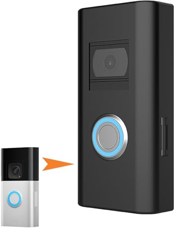 honecumi Coque en silicone pour Ring Battery Doorbell Plus pour Ring Battery Doorbell Plus - Coque de protection résistante aux intempéries, aux UV et à la pluie, finition noire élégante, facile à