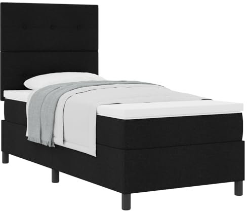 vidaXL Svart Boxspring Säng Med Mjuk Tygmadrass 100X200 cm För Lyxig Sovrumskomfort Möbler Topp Minimalistisk Slät Textur Unisex Ram Modern Bekväm