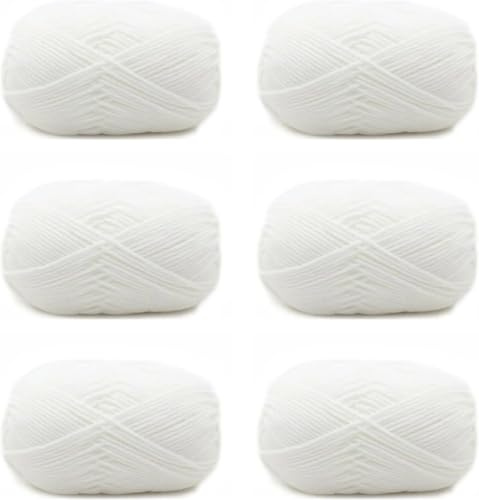 Filato per uncinetto a mano,filato di cotone per lavorare a maglia, per uncinetto, artigianato e lavorato a mano, 50 g, bianco