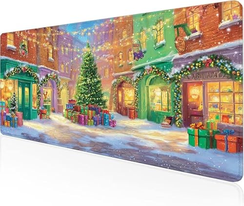Musmatta liten stad spelmusmatta jul stor skrivbordsmatta 800 x 400 x 3 mm, arbete från hem väsentligheter halkfri gummibas specialstruktur vattentålig yta slitstark för bärbar dator Y1-637