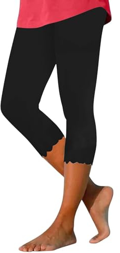 Capri Legging pour femme Grandes tailles - Pantalon de pyjama 3/4 en modal - Coupe ajustée - Taille haute - Pantalon de yoga - Couleur unie - Pantalon de plage opaque - Pantalon de sport sexy