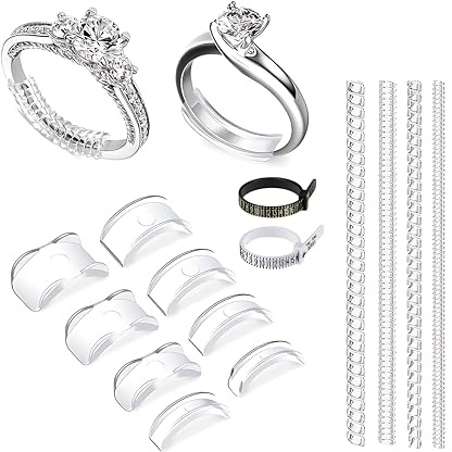 14 pack Ring Adjuster for Loose Rings Ring Snuggies, Clips Invisible Ring Size Adjuster Silicone Guards,Spacer,Holder Rings Tightener for Women and Men Ring Resizer Transparent Ring Sizer Uk