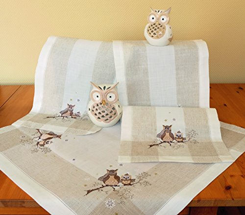 Raebel OHG Tischläufer - 40 x 140 cm ecru/beige-bunt Stickerei ''Eulen''