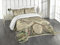 ABAKUHAUS Weltkarte Tagesdecke Set, Antike Klassiker, Set mit Kissenbezügen Sommerdecke, für Doppelbetten 264 x 220 cm, Grün Beige