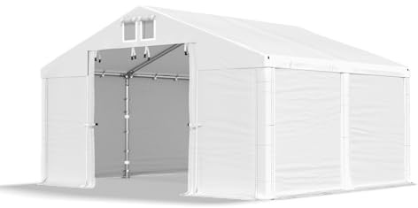 DAS COMPANY Lagerzelt 4x4m wasserdicht weiß Zelt 560g/m² PVC Plane hochwertig Zelthalle Summer SD - Faltpavillon, Gartenpavillon, Pavillon, Lagerzelt, Gartenhaus, Zeltgarage, Garagenzelt - Partyzelt