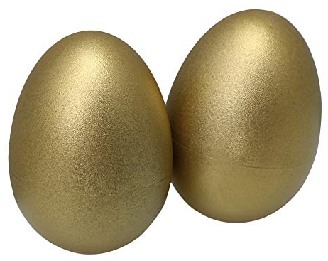 Yibuy Maracas Eierstreuer Hand Percussion 40 mm Durchmesser Rasseln, goldfarben, 2 Stück