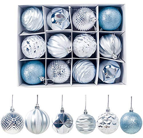 12pcs Christmas Tree Baubles, Christmas Balls Decoration Christmas Tree Pendants Gifts (Blue)