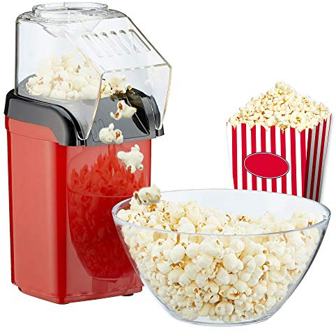 Macchina per popcorn per la casa, potente preparazione senza grassi con aria calda, 1200 W, con misurino incluso