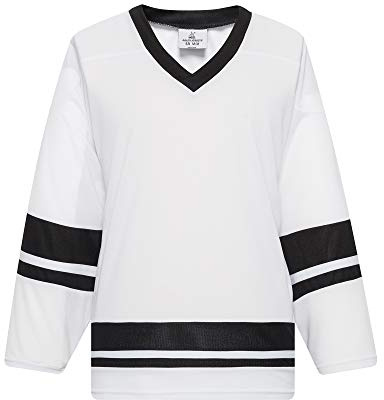 EALER H400 Series Blank Ice Hockey Practice Jersey League Jersey for Men and Boys - Senior and Junior - Adult and Youth White/Black