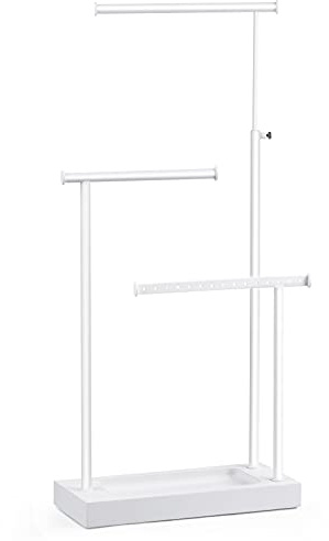 SRIWATANA Jewelry Organizer Stand, Extra Tall Jewelry Display Necklace Holder, Gift Idea (White)