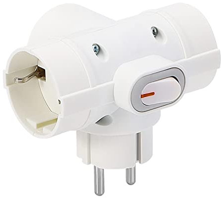 Aigostar - Multiprise 3 Prises avec Interrupteur. 3680W. Blanche. (sans Mise à la Terre, Non utilisable en France)