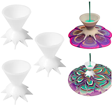 Yusat 3 Stück geteilte Becher zum Ausgießen, DIY Malerei Farbe Gießen Tasse Trichter Mini 7-Bein Trichter Split Cup Malzubehör Flüssigkeit Kunst Zeichnen Zubehör