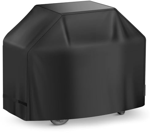 Grillskydd, BBQ-skydd 150 cm, grillskydd vattentätt, anti-UV- och blekningsbeständigt, grillskydd med kardborrremmar, gasgrillskydd rivbeständigt, för Weber, Char Broil, Nexgrill-grill
