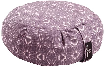 Hugger Mugger Zafu Meditation Cushion - Celestial Plum - Support in Cross-Legged Sitting, Buckwheat filled, Durable Fabric, Convenient Handle, Handmade in USA