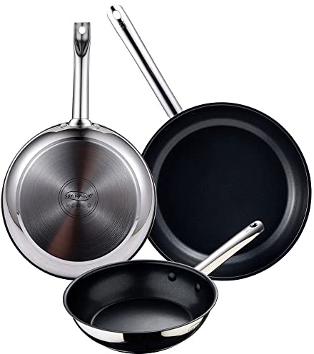 Set 3 sartenes 20/24/28 cm. en acero inoxidable, aptas para inducción, colección NOREN