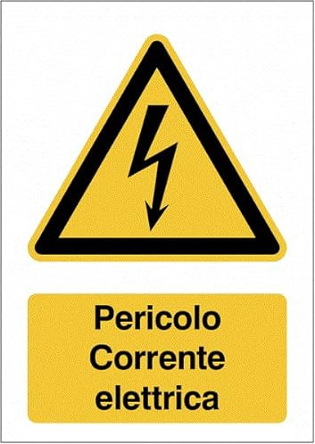 Pericolo Corrente elettrica - CARTELLO SEGNALETICO ISO 7010 in Adesivo Resistente, Pannello in Forex o Pannello In Alluminio (ADESIVO 20X31 CM)