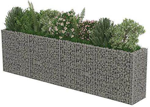 Keketa Gabion - Jardinière surélevée en acier galvanisé - Bac a fleurs rectangulaire pour légumes - Parterre surélevé - Parterre de fleurs - 360 x 50 x 100 cm